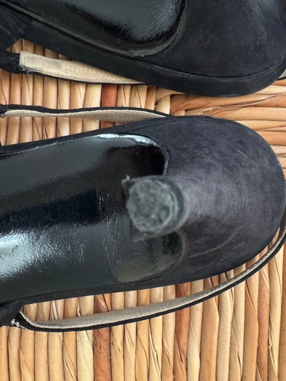 CHANEL Black Suede Logo Strap Slingback Heels - Picture 4 of 4